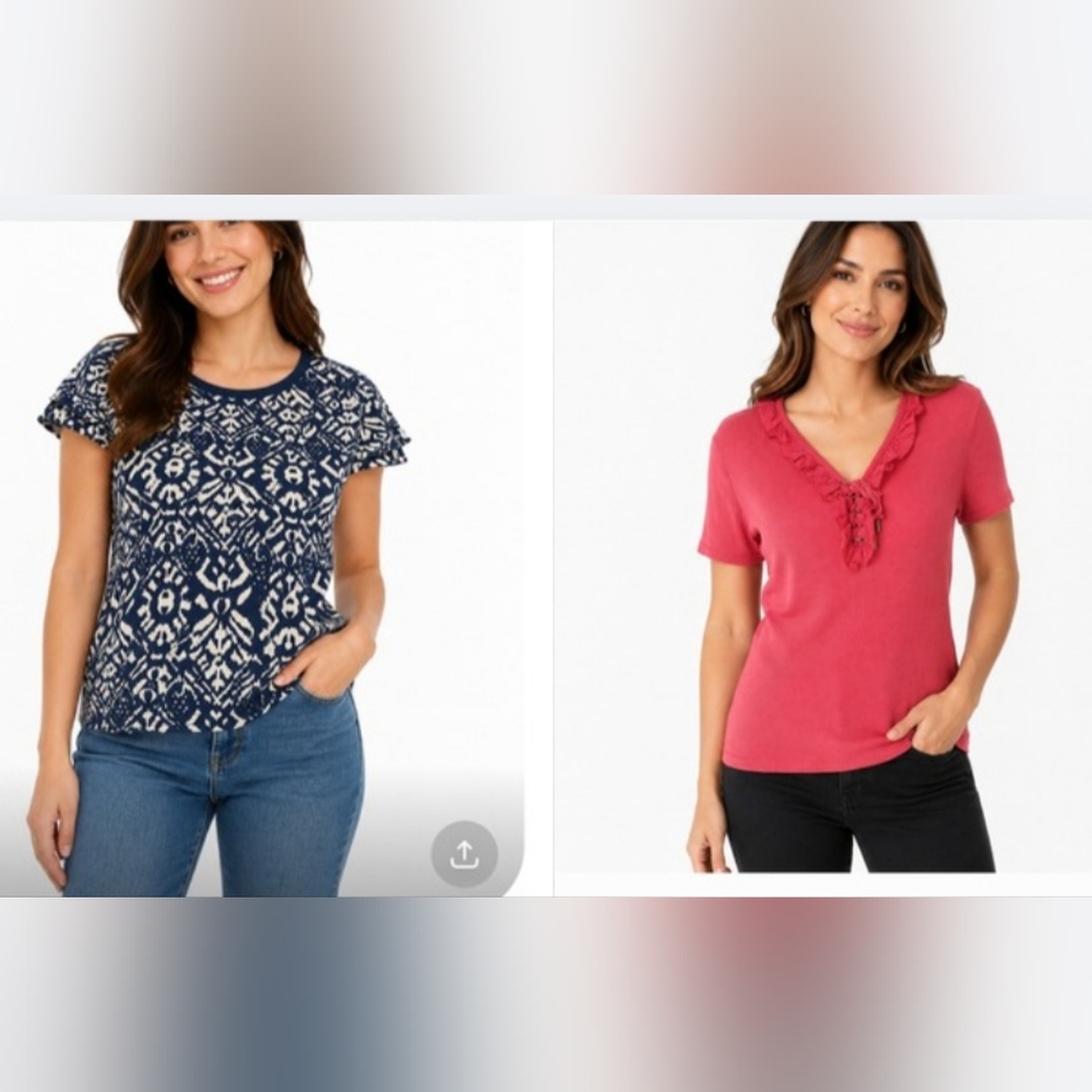 LAUREN Ralph Lauren Shirt Top Sz S Women’s Pink Blue V-Neck Short Sleeve Bundle